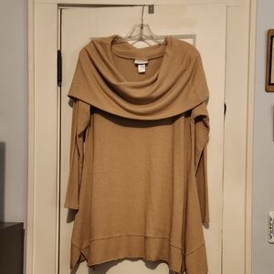 Soft Surroundings Cozy Camel Cowl Neck Sweater